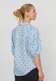 17830 ELLA-SH49 Blouse met Dots - Licht Blauw/Zwart