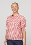 17831 ISOLA-SS1 Gestreepte Blouse - Rood/Wit