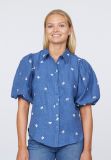 18005 Ella-Sh2 Blouse met Pofmouwtje - Ocean Blue