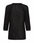 Top van het merk Freequent met lurex draadje, V-hals en driekwart mouwen in de kleur zwart.