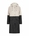 Lange jas met vaste capuchon en recht model van het merk Freequent in de kleur moonbeam.