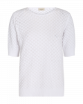 Pullover van het merk Freequent met ingebreid patroon, korte mouwen, ronde hals en ribgebreide boorden in de kleur brillinat white.