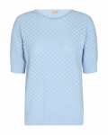 Pullover van het merk Freequent met ingebreid patroon, korte mouwen, ronde hals en ribgebreide boorden in de kleur chambray blue.
