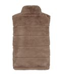 Immitatie bonten bodywarmer met hoge hals en ritssluiting van het merk Freequent in de kleur desert taupe.