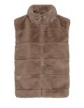 Immitatie bonten bodywarmer met hoge hals en ritssluiting van het merk Freequent in de kleur desert taupe.