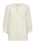 Off white, tofu, blouse, 3/*4 mouwen, v-hals, freequent, kanten details