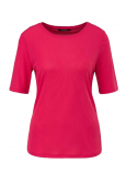 T-Shirt van het merk Comma met ronde hals en korte mouwen in de kleur fel roze.