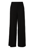 Linnenmix broek met wijde pasvorm en elastieken tailleband van het merk Comma in de kleur zwart.