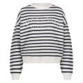 Gestreepte sweater met zilveren print van het merk Nukus in de kleur off white/donker blauw.