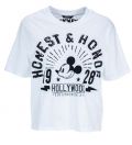 Wit T-shirt van het merk Princess goes Hollywood met een afbeelding van Mickey Mouse en de tekst Honest & Honor in lovertjes.