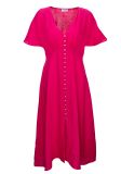 Linnen jurk van het merk Princess goes Hollywood met korte mouwen, V-hals, knoopsluiting en elastiek in de taille in de kleur pink flower.