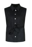 Gilet met blousekraag, drukknopen en strikceintuur in de kleur zwart.
