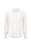 Poplin blouse met lange pofmouw met manchetten in de kleur wit.