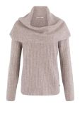 Pullover van het merk Moscow met grote col en ribgebreide patentsteek in de kleur creme melee.