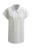 Broderie blouse met kapmouwtjes, blousekraag en gedeeltelijke knoopsluiting van het merk Milano in de kleur wit.