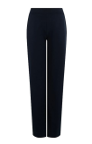 Stretch broek van het merk Moscow met straight fit en elastieken tailleband met logo in de kleur donker blauw.