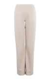 Stretch broek van het merk Moscow met straight fit en elastieken tailleband met logo in de kleur off white.