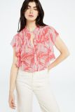 Mouwloze blouse met all-over print met pintucks en ruches van het merk Fabienne Chapot in de kleur pink grapefruit/cahr palmeraie.