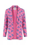 Blazer met print van het merk Pom met reverskraag, paspelzakken en knoopsluiting in de kleur roze.