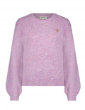 Zachte gebreide trui met ronde hals, lange mouwen en geribde boorden van het merk Fabienne Chapot in de kleur pink mirage.