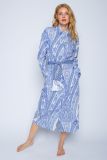Doorknoopjurk met paisley print, lange mouwen en blousekraag  van het merk Emily van den Bergh in de blauw.