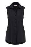 Mouwloze travelblouse met traditionele blousekraag en knoopsluiting van het merk Studio Anneloes in de kleur zwart.