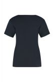 Basic shirt van medium travel kwaliteit van het merk Studio Anneloes met V-hals en korte mouwen in de kleur donker blauw.