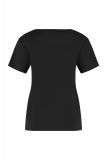 Basic shirt van medium travel kwaliteit van het merk Studio Anneloes met V-hals en korte mouwen in de kleur zwart.