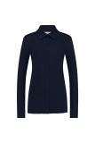 Regular fit travelblouse met klassieke kraag en lange mouwen met manchetten in de kleur donker blauw.