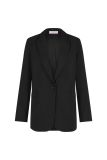 Travel blazer met reverskraag, knoopsluiting en klepzakken van het merk Studio Anneloes in de kleur zwart.