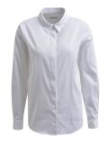Basic blouse met blinde knoopsluiting, blousekraag en lange mouwen met manchetten in de kleur wit.