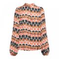 Blouse met dot print van het merk &Co Woman met ronde hals en lange mouwen met elastieken boordje in de kleur dusty pink.