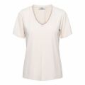 Modal shirt van het merk &Co Woman met korte mouwen en V-hals in de kleur biscuit.