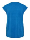 Top met v-hals en korte aangeknipte mouw van het merk Pieces in de kleur french blue.