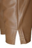Leatherlook broek met elastieken tailleband in de kleur copper.