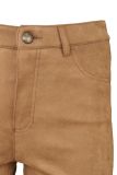 Skinny fit suedine broek van het merk Rosner met gecombineerde rits/knoopsluiting en tailleband met riemlussen in de kleur copper.