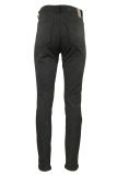 Skinny fit suedine broek van het merk Rosner met gecombineerde rits/knoopsluiting en tailleband met riemlussen in de kleur zwart.