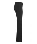 Flared broek van het merk Cambio met elastisch tailleband en pintuck aan de voorzijde in de kleur zwart.