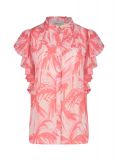 Mouwloze blouse met all-over print met pintucks en ruches van het merk Fabienne Chapot in de kleur pink grapefruit/cahr palmeraie.