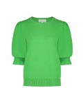 Fijngebreide trui met ronde hals, korte mouwtjes en knopen op deschouder van het merk Fabienne Chapot in de kleur acapulco green.