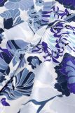 Blouse van het merk Fabienne Chapot met all-over bloemenprint, V-hals, lange mouwen en blinde knoopsluiting in de kleur riad blue/caribbean la pacha azure.