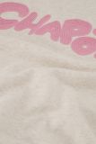 Sweater van het merk Fabienne Chapot met lange mouwen, ronde hals en geborduurde naam in de kleur oatmeal melange/roze.