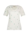 T-Shirt van het merk Fabienne Chapot met korte mouwen, V-hals en all-over geborduurde hartjes in de kleur cream white.