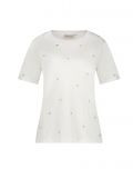 T-Shirt van het merk Fabienne Chapot met korte mouwen, ronde hals en geborduurde hartjes in de kleur cream white.