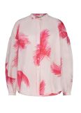 Blouse met ronde hals, verlaagde schouders, knoopsluiting en lange mouwen van het merk Fabienne Chapot in de kleur tomato/flamingo pink.