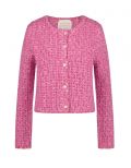 Tweed vestje met ronde hals, lange mouwen en knoopsluiting van het merk Fabienne Chapot in de kleur pink candy.