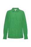 Blouse van het merk Fabienne Chapot met lange mouwen, traditionele kraag en knoopsluiting met hartvormige knoopjes in de kleur groen.