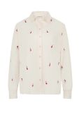 Blouse van het merk Fabienne Chapot met lange mouwen met manchetten, blousekraag, knoopsluiting en een all-over geborduurde print in de kleur off white.