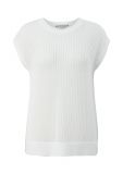Gebreide mouwloze top met ronde hals in de kleur off white.