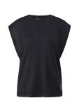 Mouwloos shirt met ronde hals van het merk Comma in de kleur zwart.